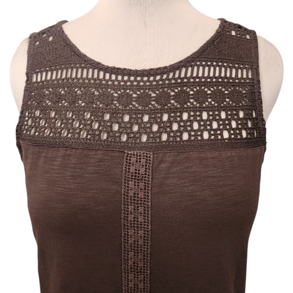 J. JILL Kona Brown Crocheted Lace Shift Dress - Size L - Picture 4 of 15